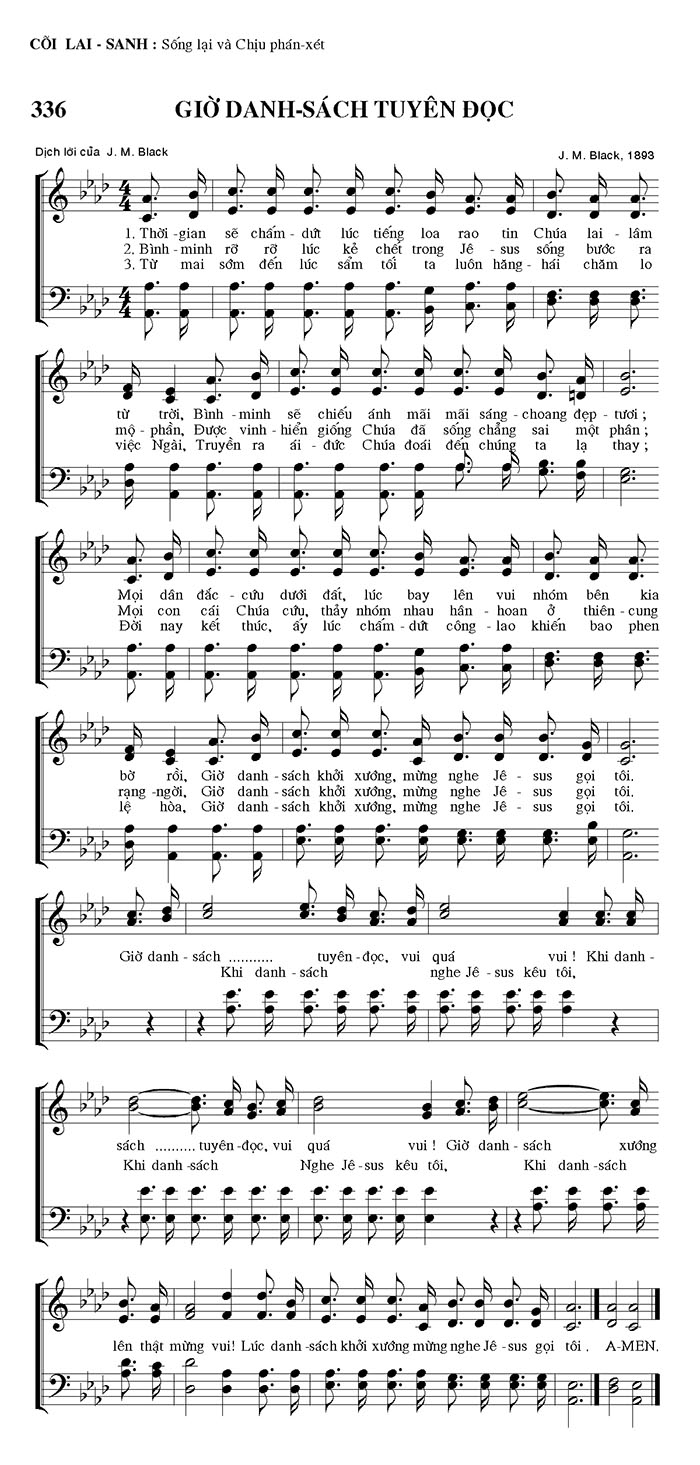 Sheet music: Giờ Danh Sách Tuyên Đọc