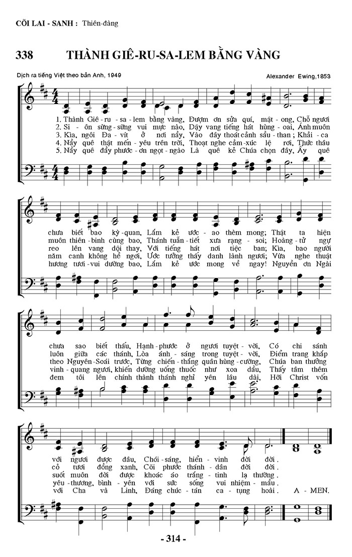 Sheet music: Thành Giê-ru-sa-lem Bằng Vàng