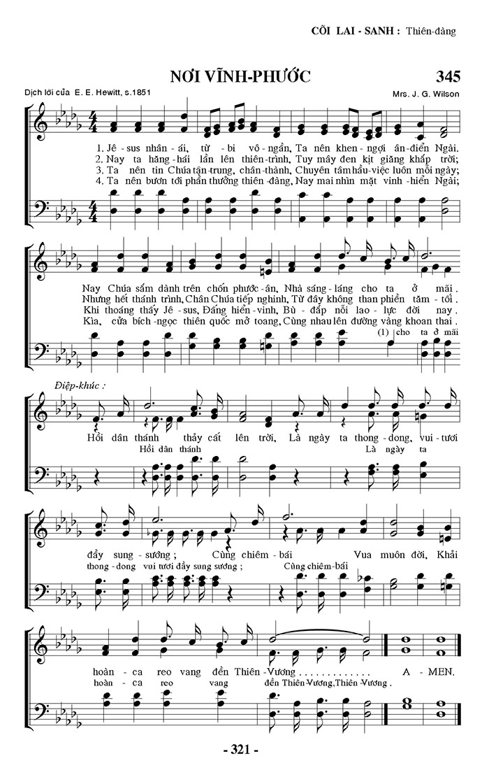 Sheet music: Nơi Vĩnh Phước