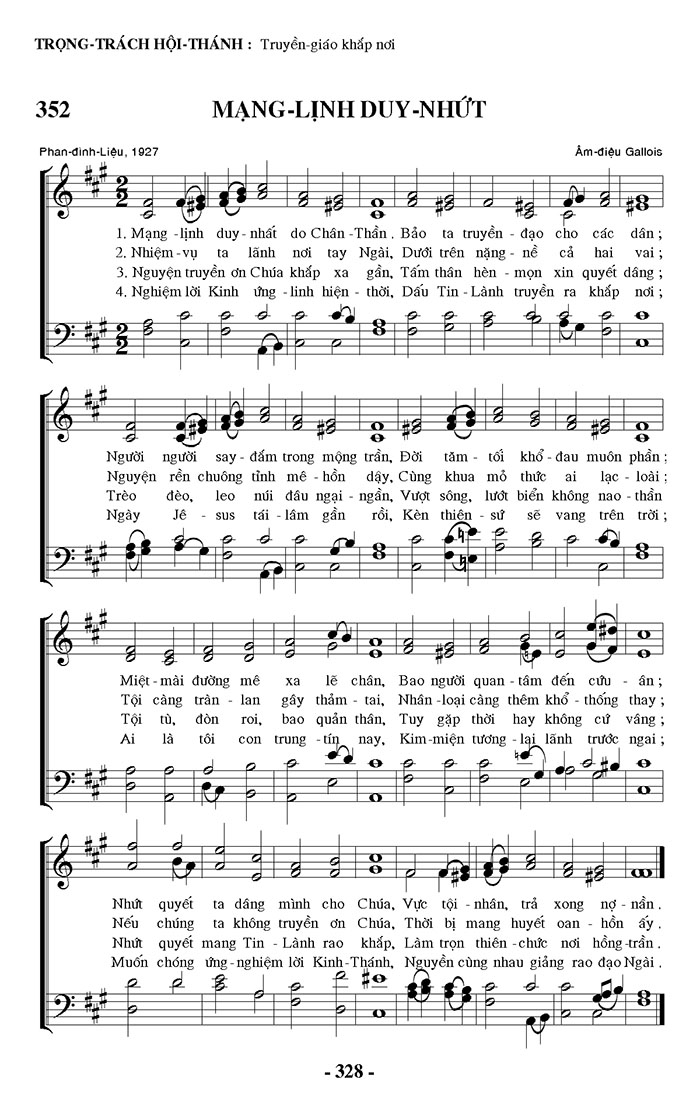 Sheet music: Mạng Lịnh Duy Nhứt