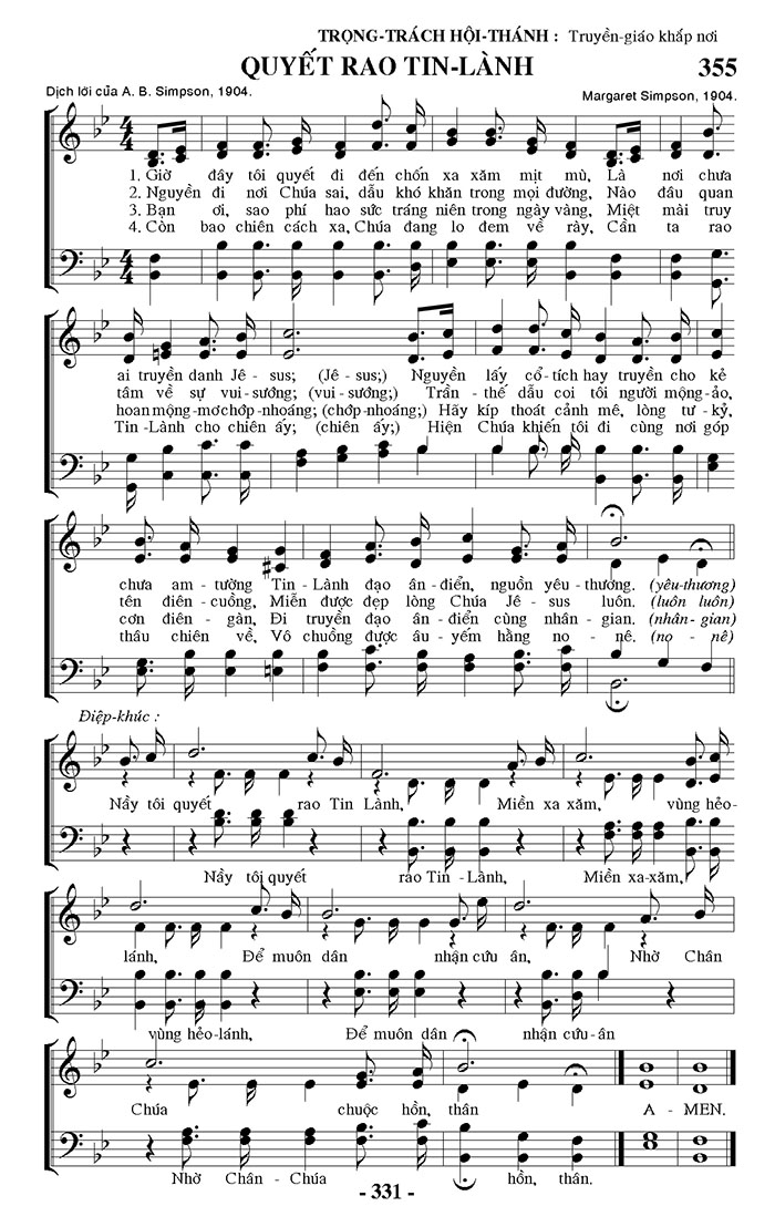 Sheet music: Quyết Rao Tin Lành