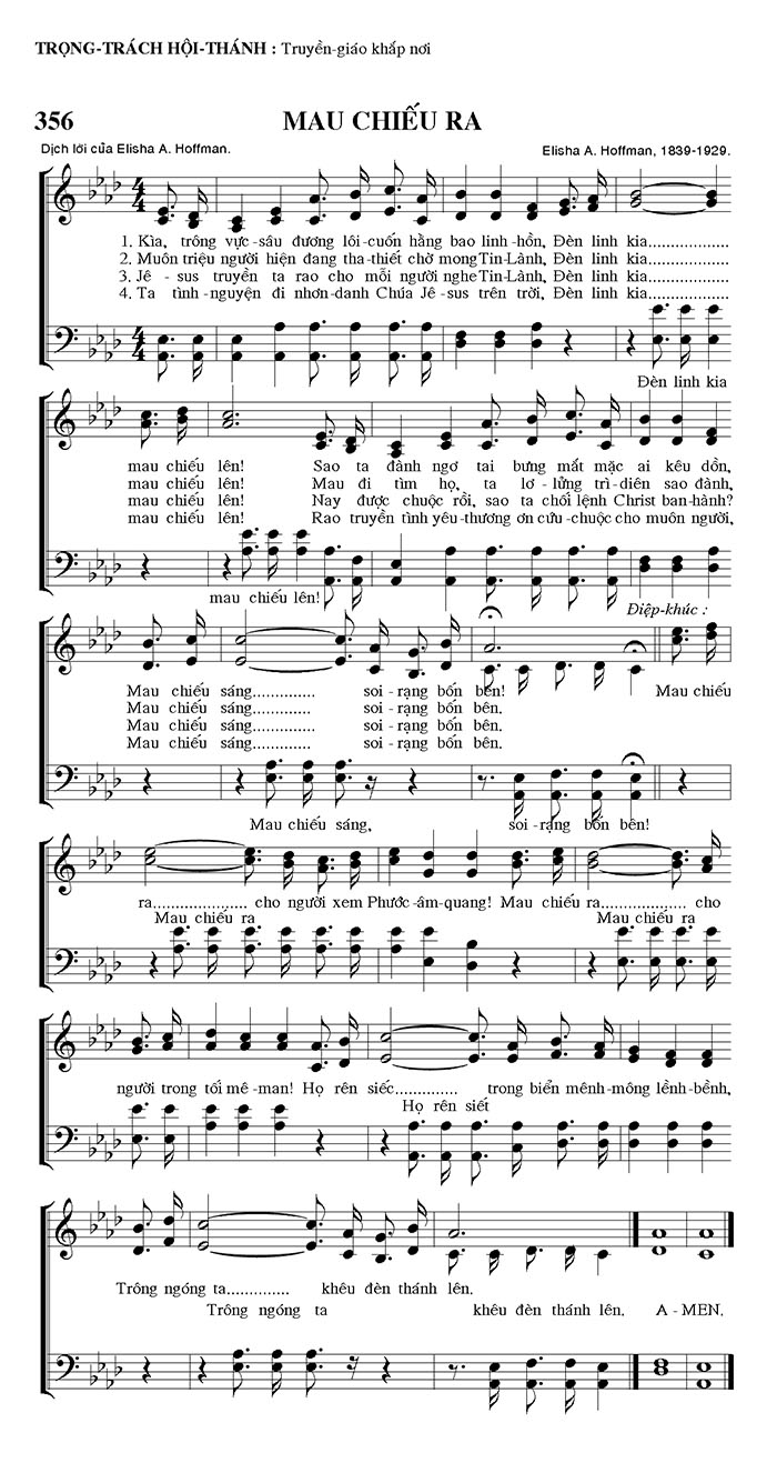 Sheet music: Mau Chiếu Ra