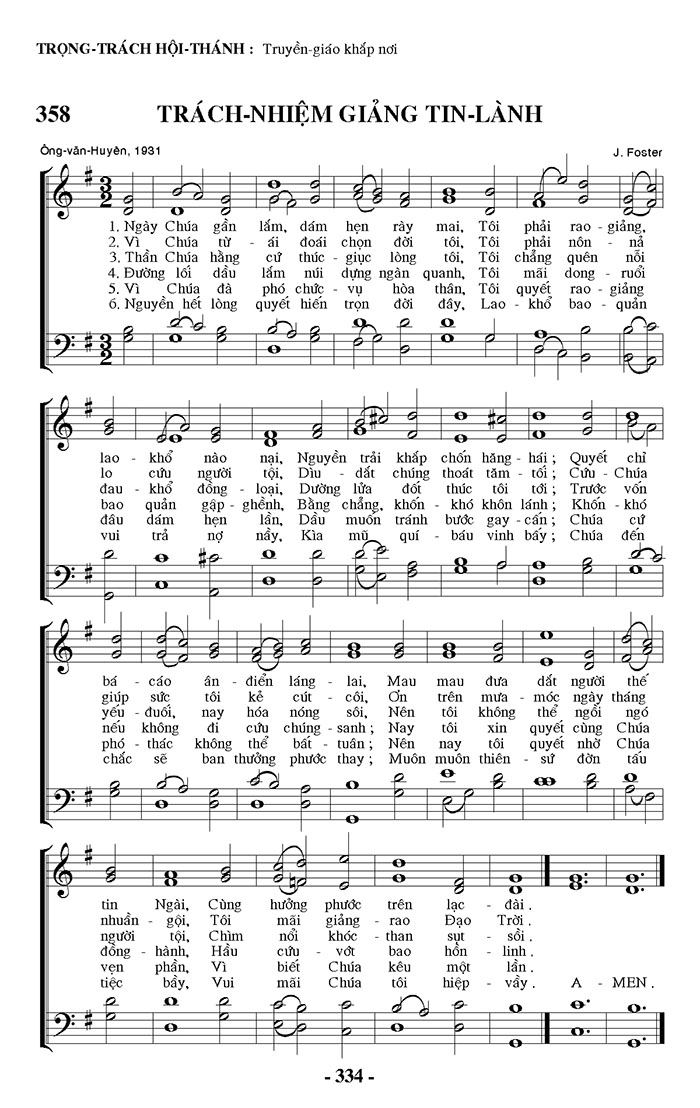 Sheet music: Trách Nhiệm Giảng Tin Lành
