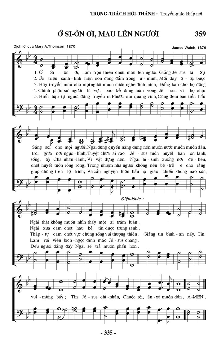 Sheet music: Si-ôn Ơi! Mau Lên Ngươi