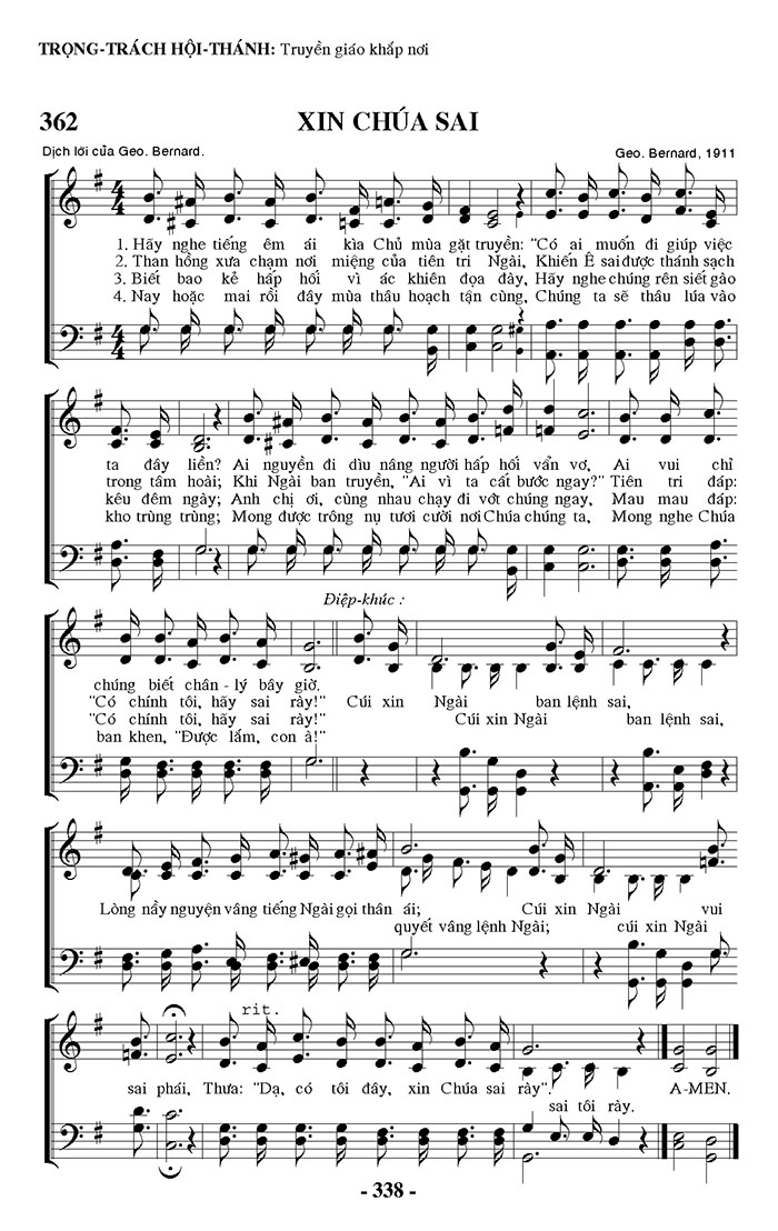 Sheet music: Xin Chúa Sai