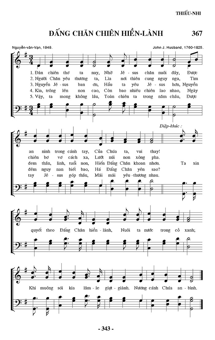 Sheet music: Đấng Chăn Hiền Lành