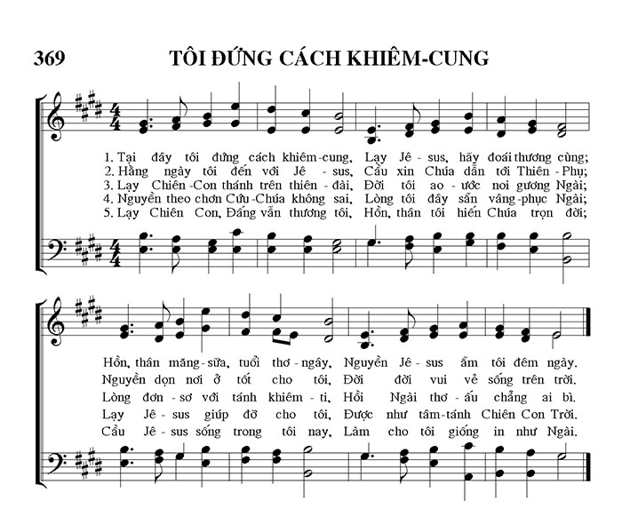 Sheet music: Tôi Đứng Cách Khiêm Cung