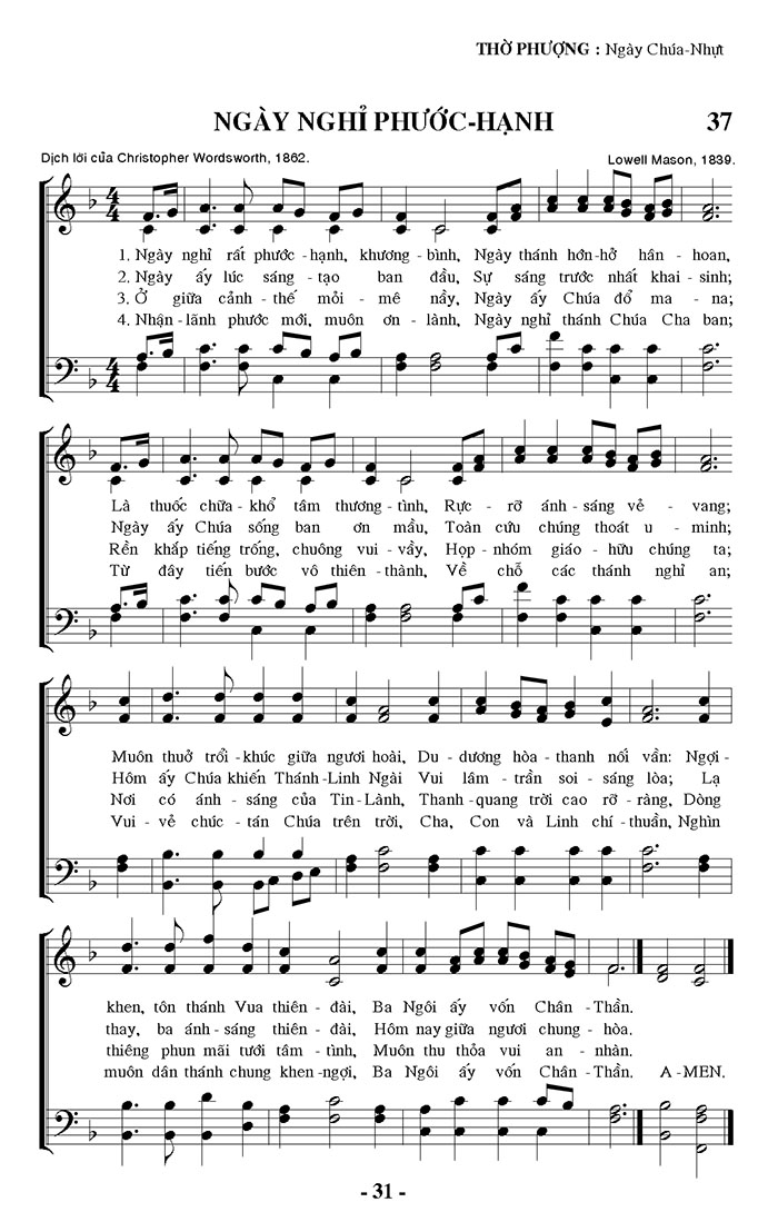 Sheet music: Ngày Nghỉ Phước Hạnh