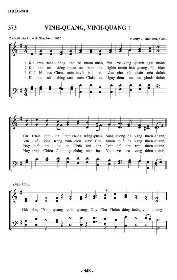 Sheet music: Vinh Quang, Vinh Quang!