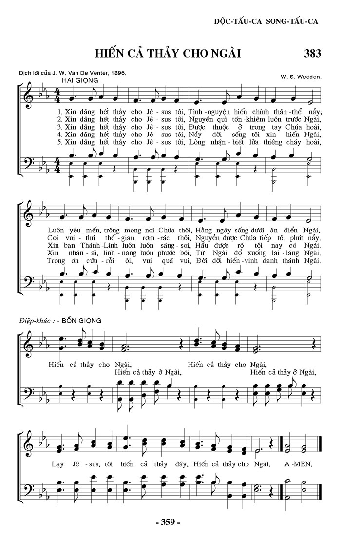 Sheet music: Hiến Cả Thảy Cho Ngài