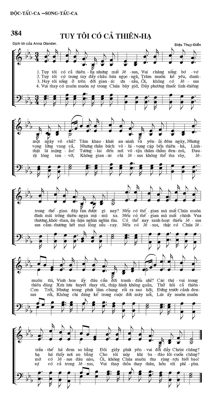 Sheet music: Tuy Tôi Có Cả Thiên Hạ