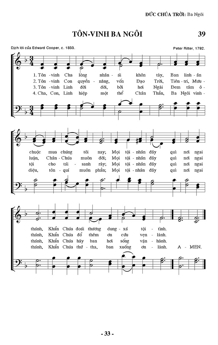 Sheet music: Tôn Vinh Ba Ngôi
