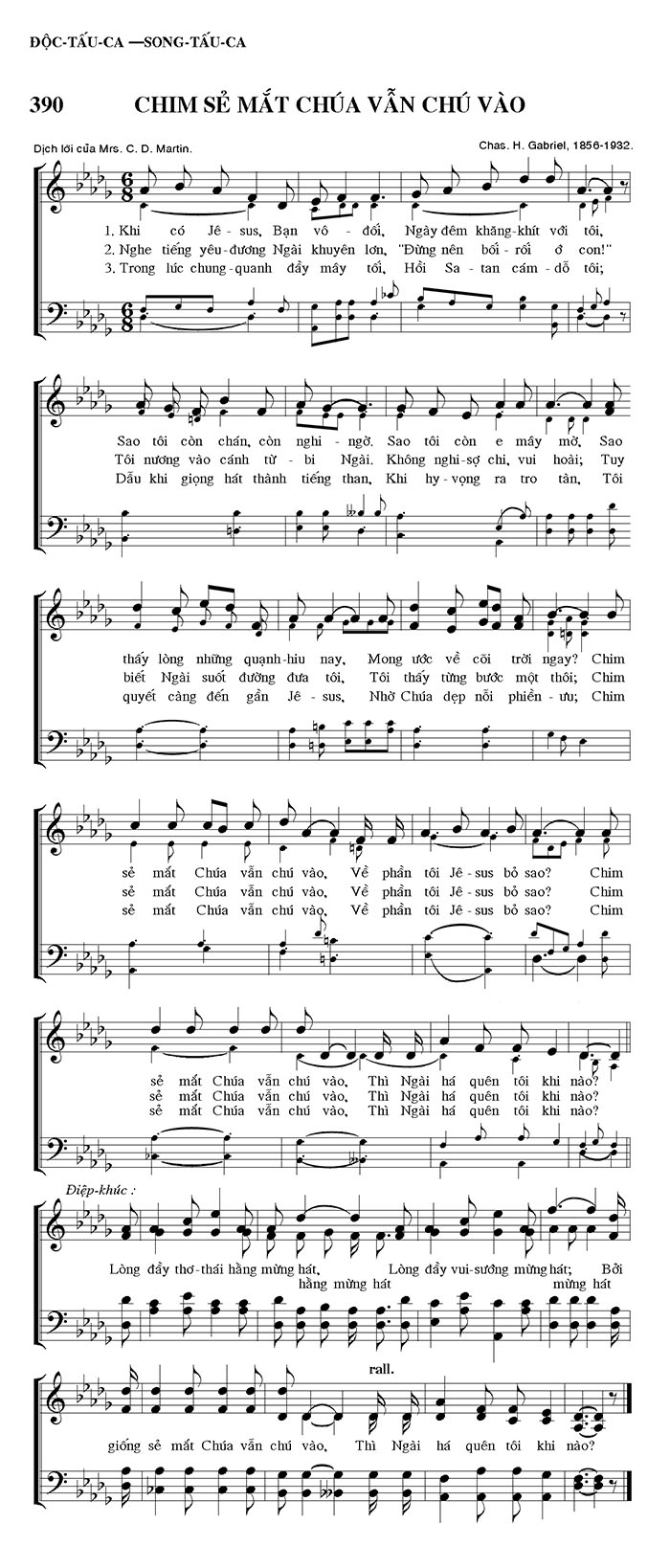 Sheet music: Chim Sẻ Mắt Chúa Vẫn Chú Vào