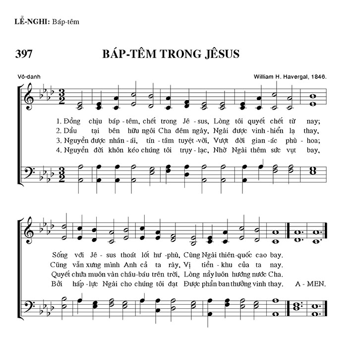 Sheet music: Báp Têm Trong Jesus