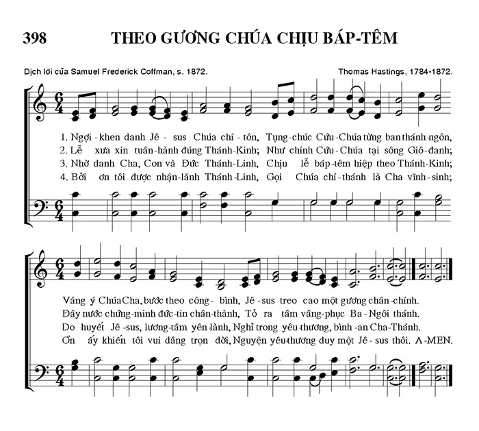 Sheet music: Theo Gương Chúa Chịu Báp Têm