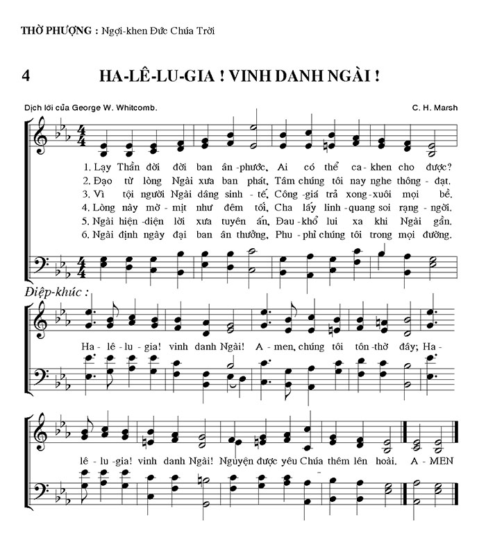 Sheet music: Ha-lê-lu-gia! Vinh Danh Ngài