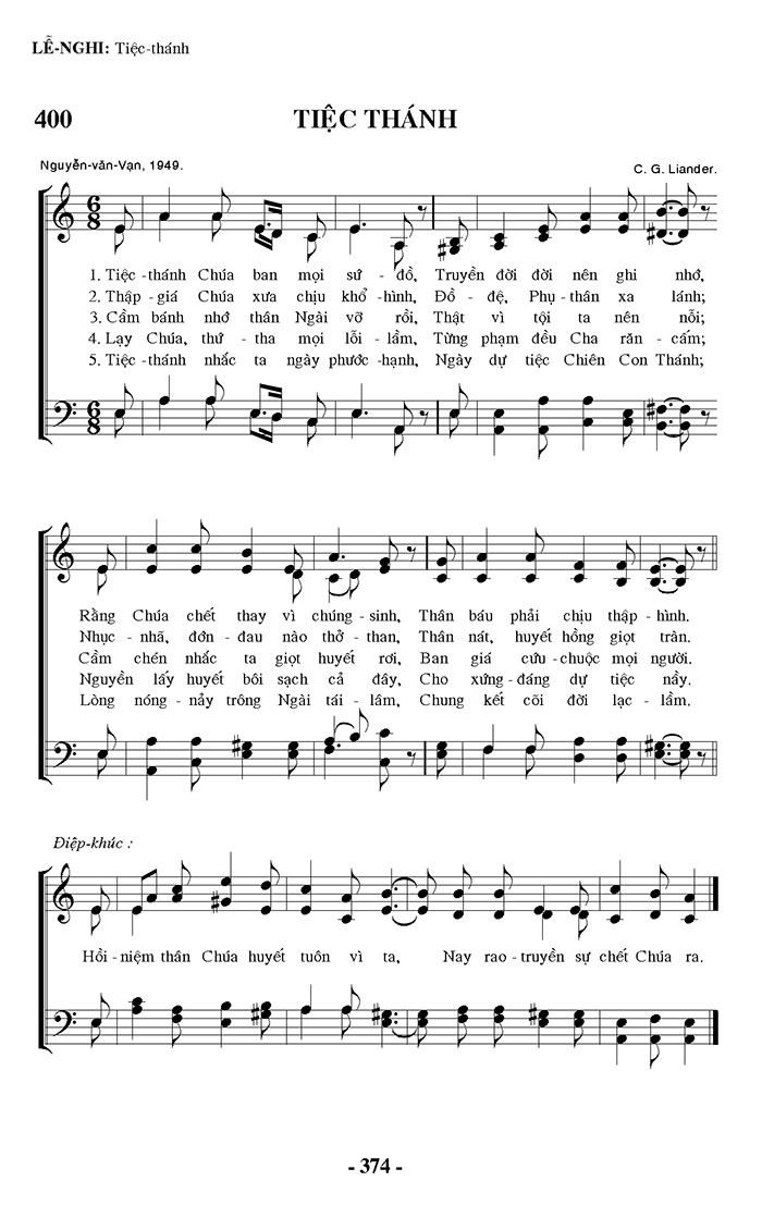 Sheet music: Tiệc Thánh