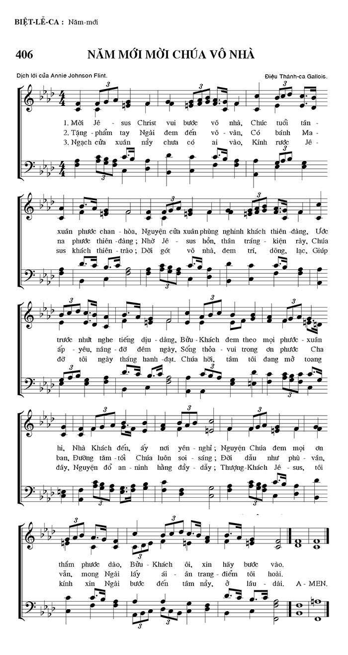 Sheet music: Năm Mới Mời Chúa Vô Nhà