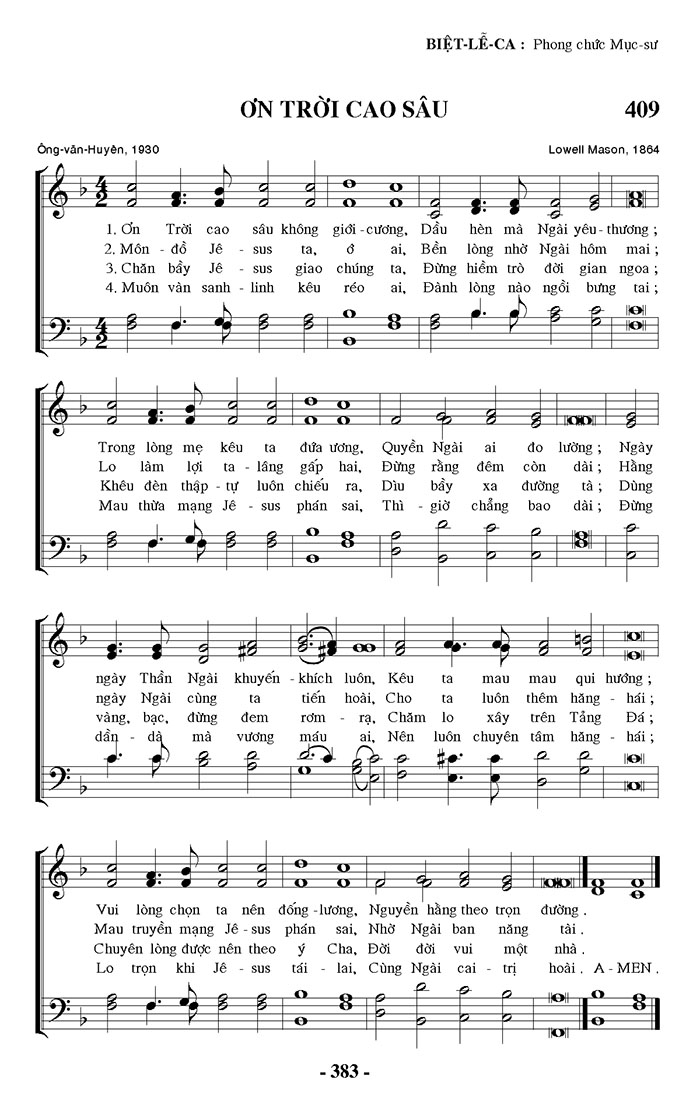 Sheet music: Ơn Trời Cao Sâu