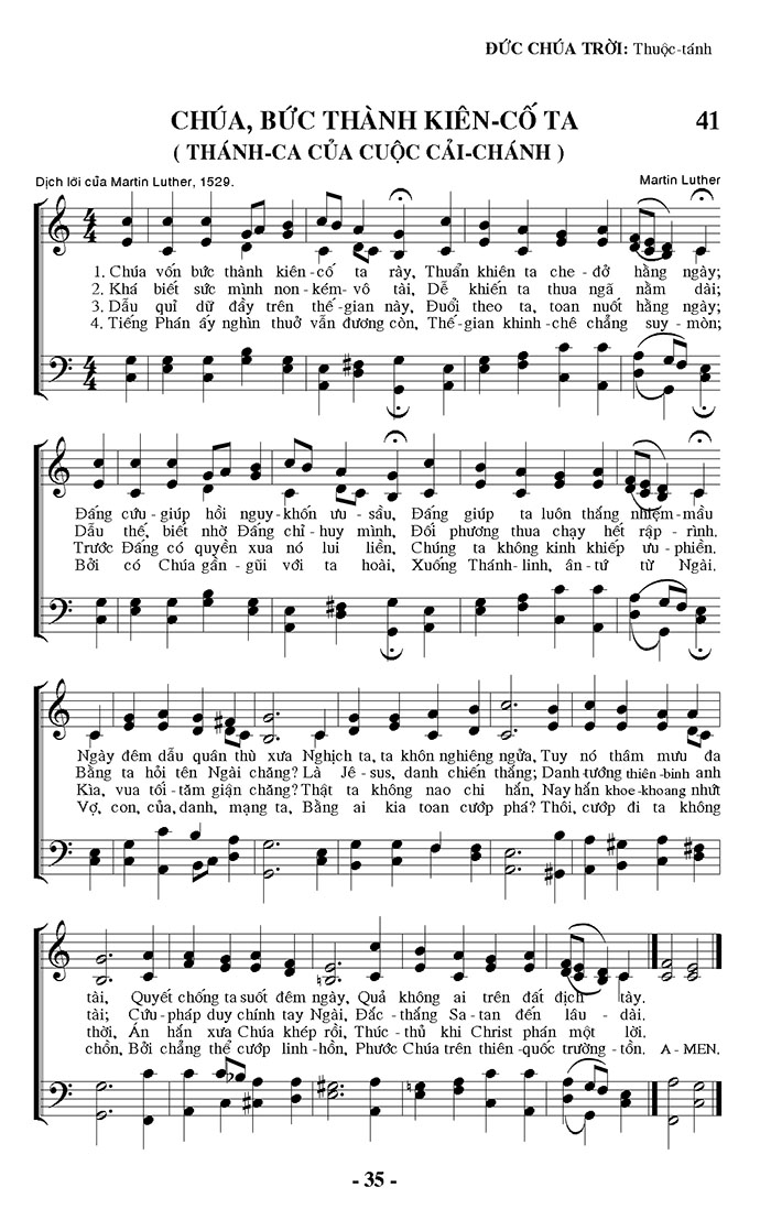 Sheet music: Chúa, Bức Thành Kiên Cố Ta