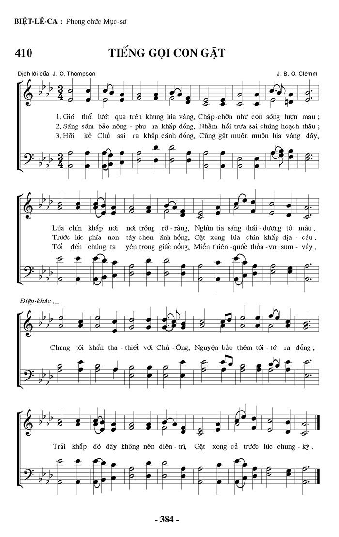 Sheet music: Tiếng Gọi Con Gặt