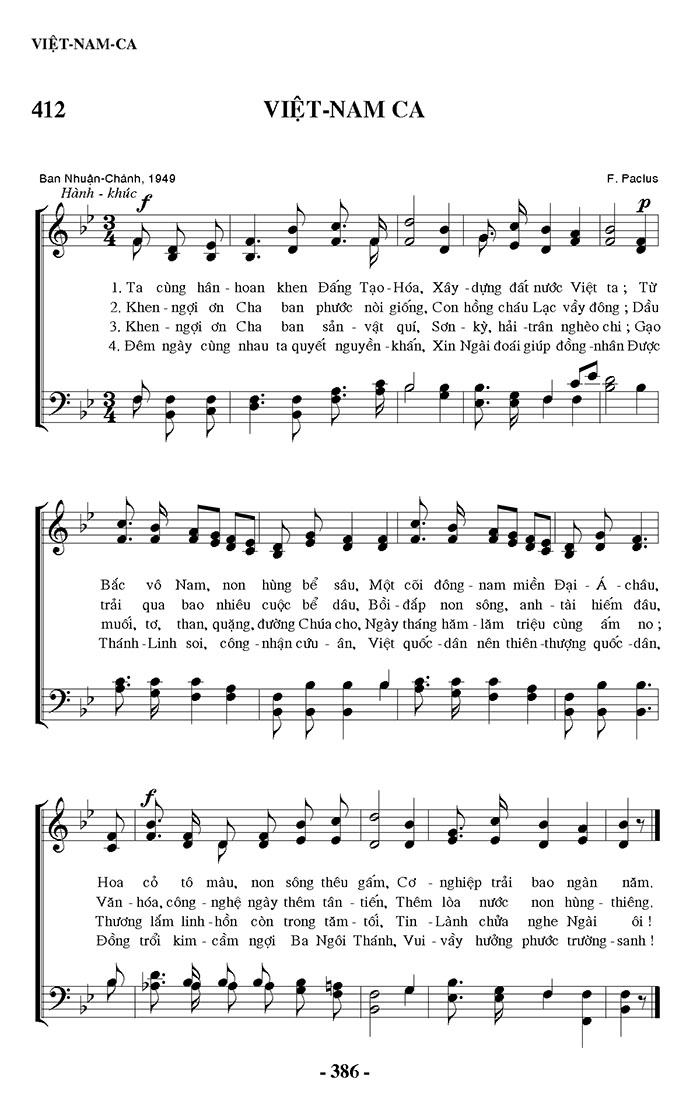 Sheet music: Việt Nam Ca