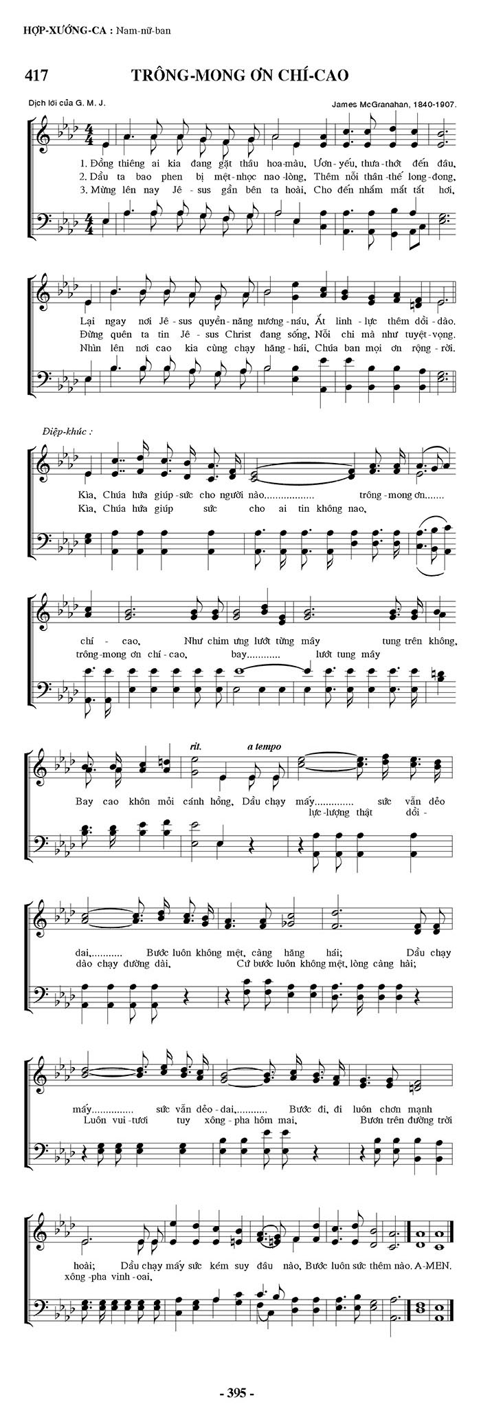 Sheet music: Trông Mong Ơn Chí Cao