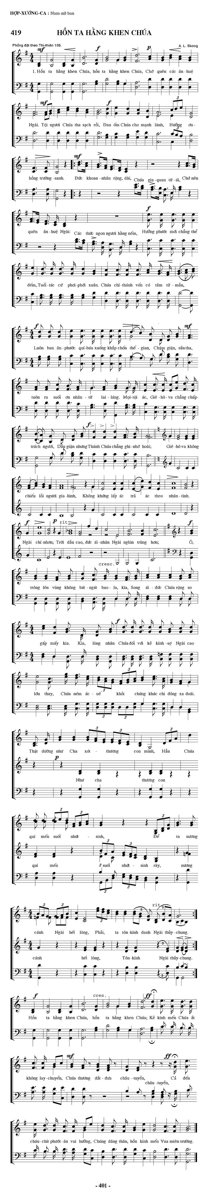Sheet music: Hồn Ta Hằng Khen Chúa