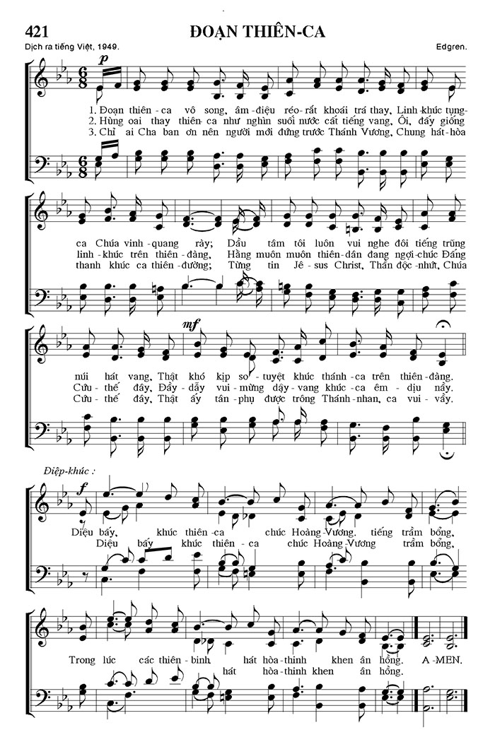 Sheet music: Đoạn Thiên Ca