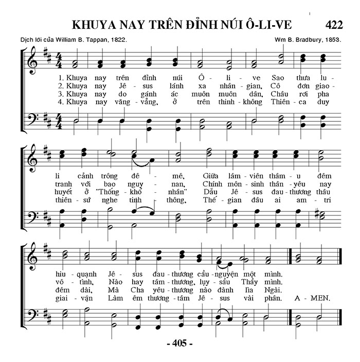 Sheet music: Khuya Nay Trên Đỉnh Núi Ô-li-ve