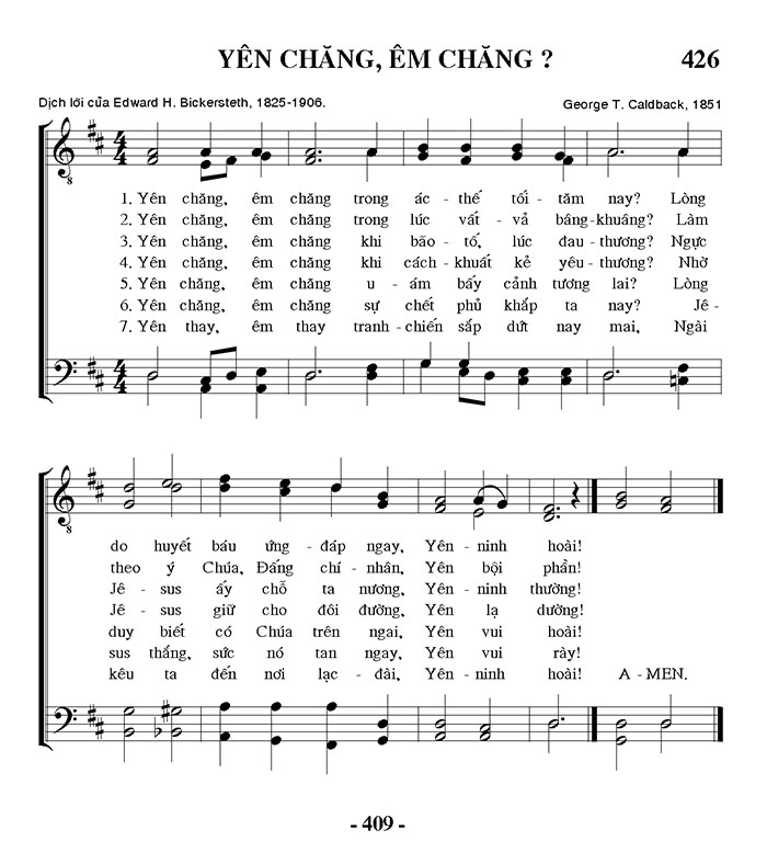 Sheet music: Yên Chăng? Êm Chăng?