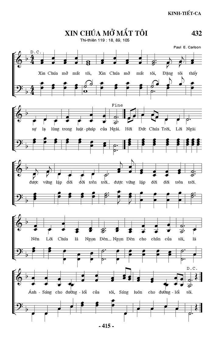 Sheet music: Xin Chúa Mở Mắt Tôi