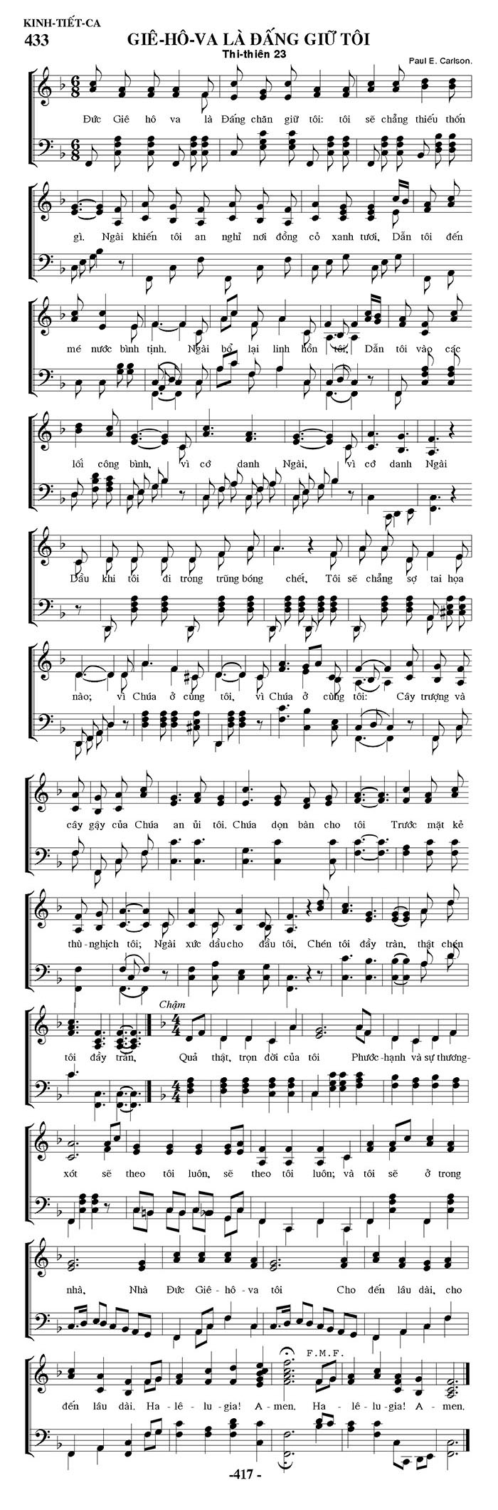 Sheet music: Giê-hô-va Là Đấng Chăn Giữ Tôi