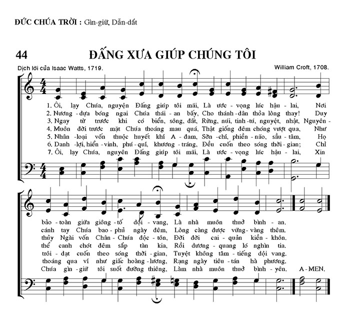 Sheet music: Đấng Xưa Giúp Chúng Tôi
