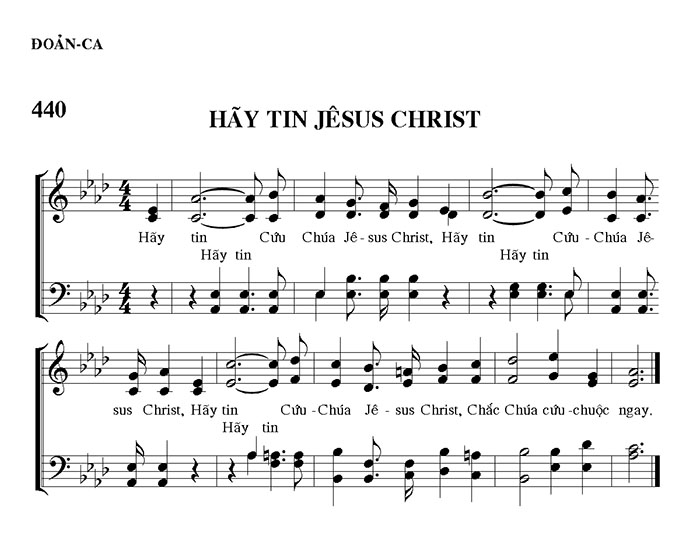 Sheet music: Hãy Tin Jesus Christ