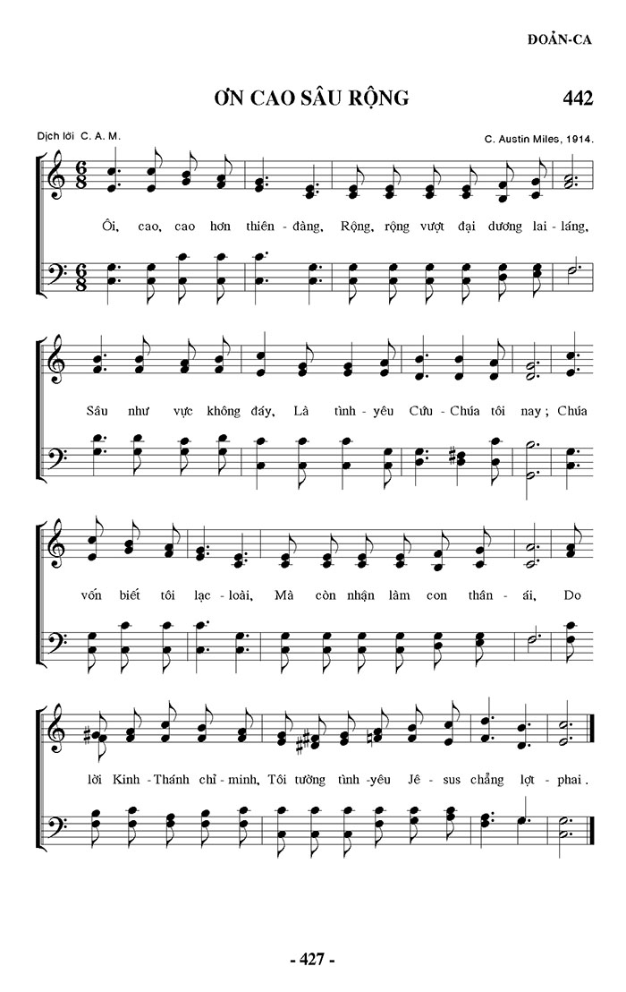 Sheet music: Ơn Cao Sâu Rộng