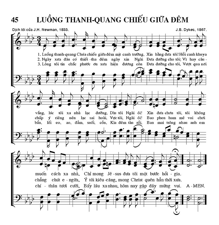 Sheet music: Luồng Thanh Quang Chiếu Giữa Đêm