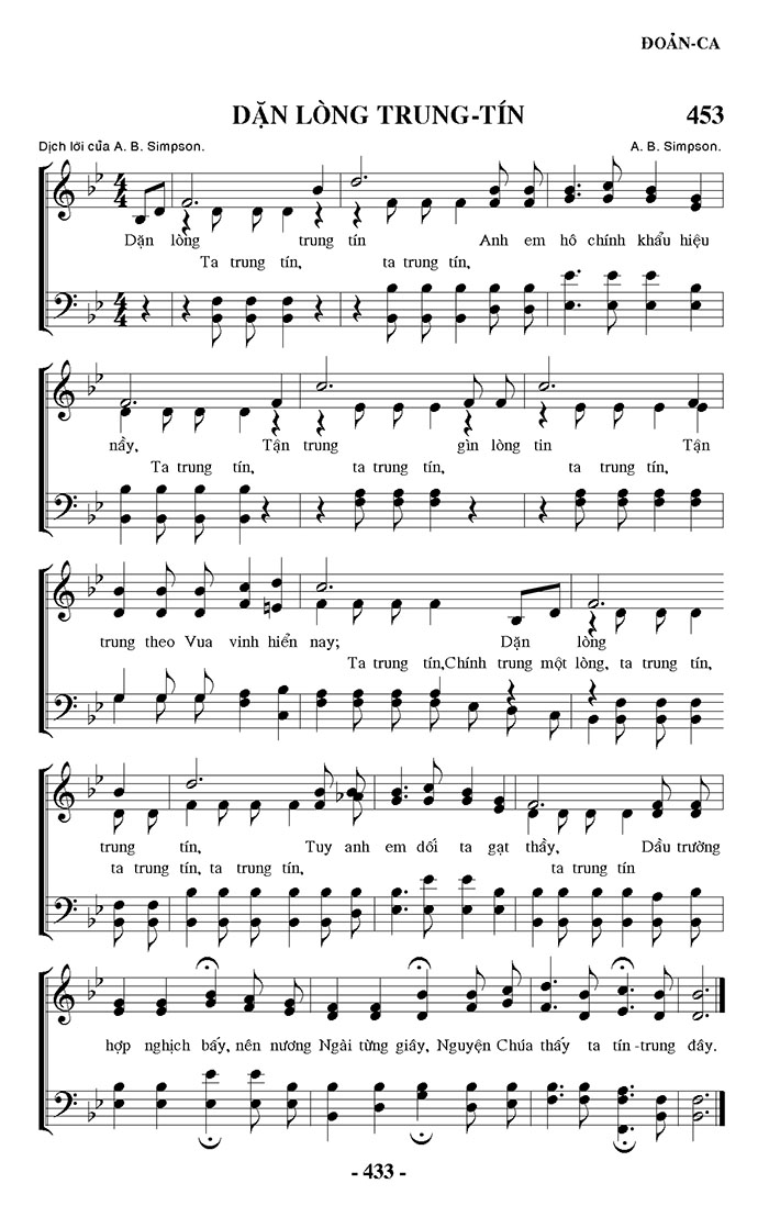 Sheet music: Dặn Lòng Trung Tín