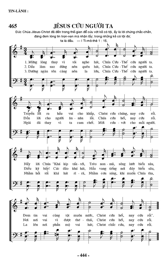 Sheet music: Jesus Cứu Người Ta