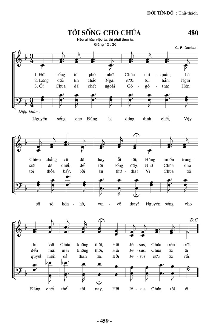 Sheet music: Tôi Sống Cho Chúa