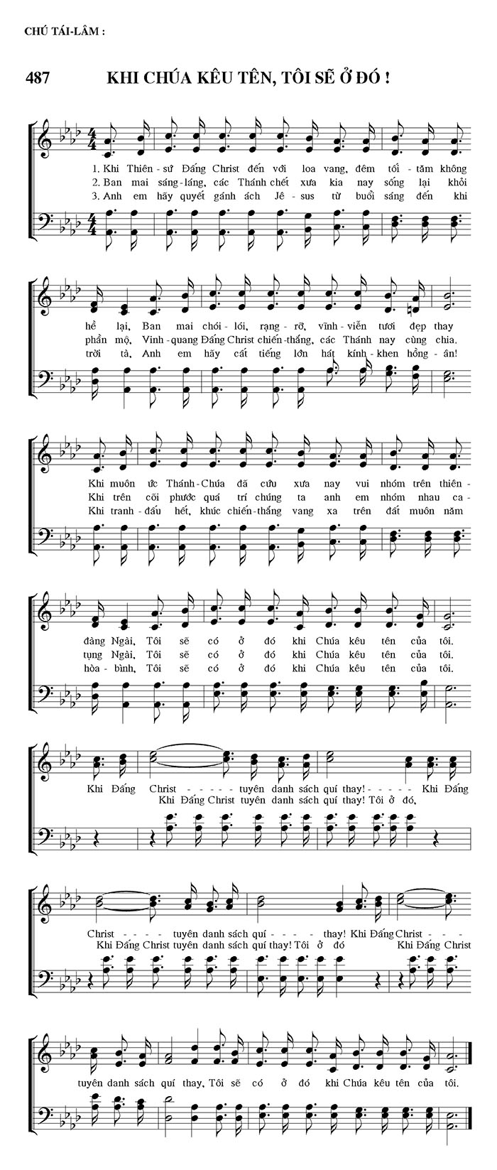 Sheet music: Khi Chúa Kêu Tên, Tôi Sẽ Ở Đó!