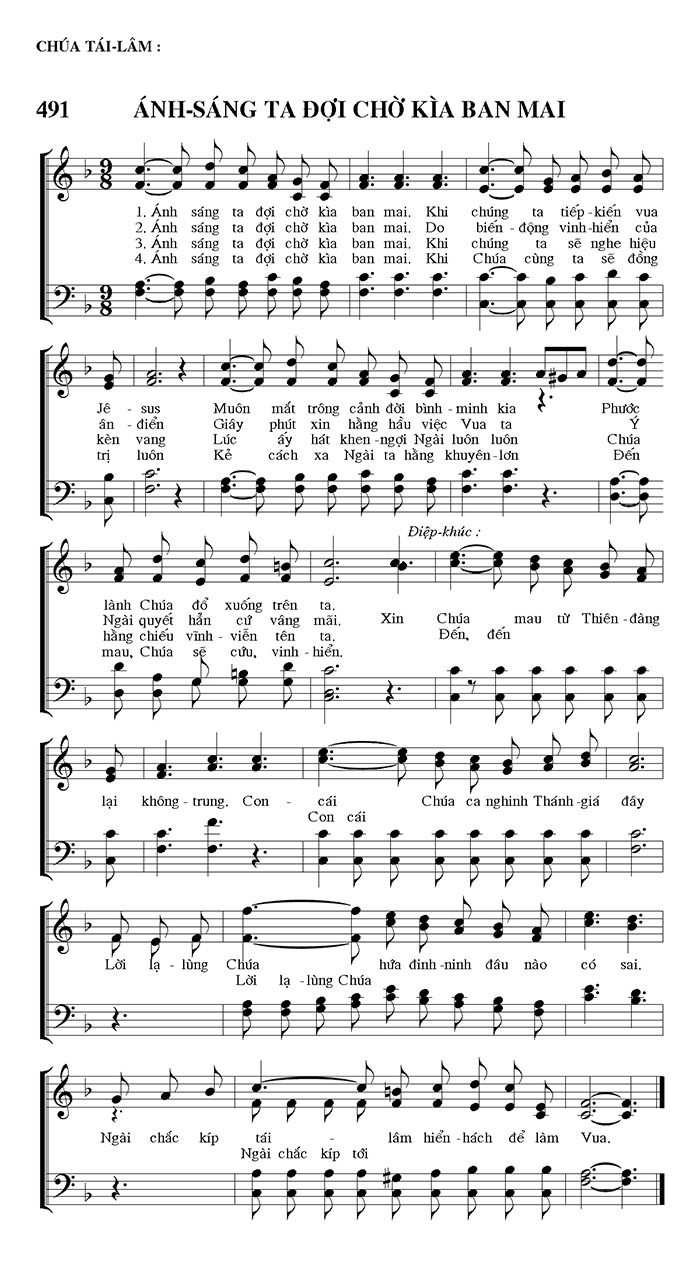 Sheet music: Ánh Sáng Ta Đợi Chờ Kìa Ban Mai
