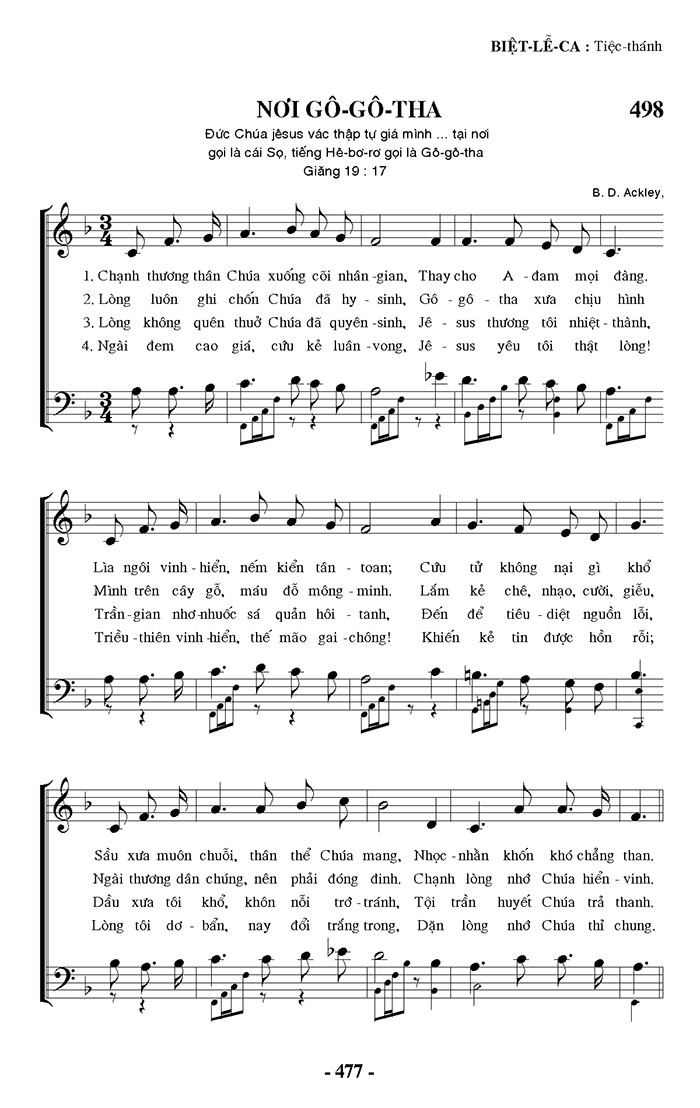 Sheet music: Nơi Gô-gô-tha