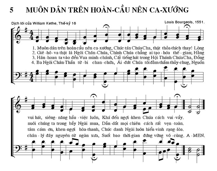 Sheet music: Muôn Dân Trên Hoàn Cầu Nên Ca Xướng
