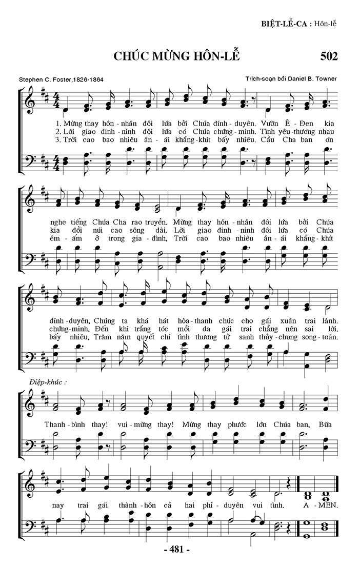 Sheet music: Chúc Mừng Hôn Lễ