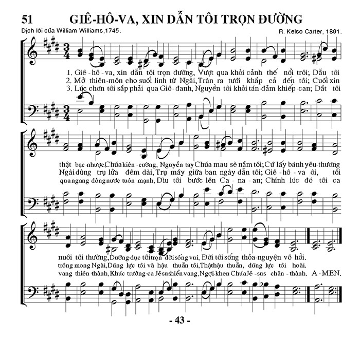 Sheet music: Giê-hô-va! Xin Dắt Tôi Trọn Đường