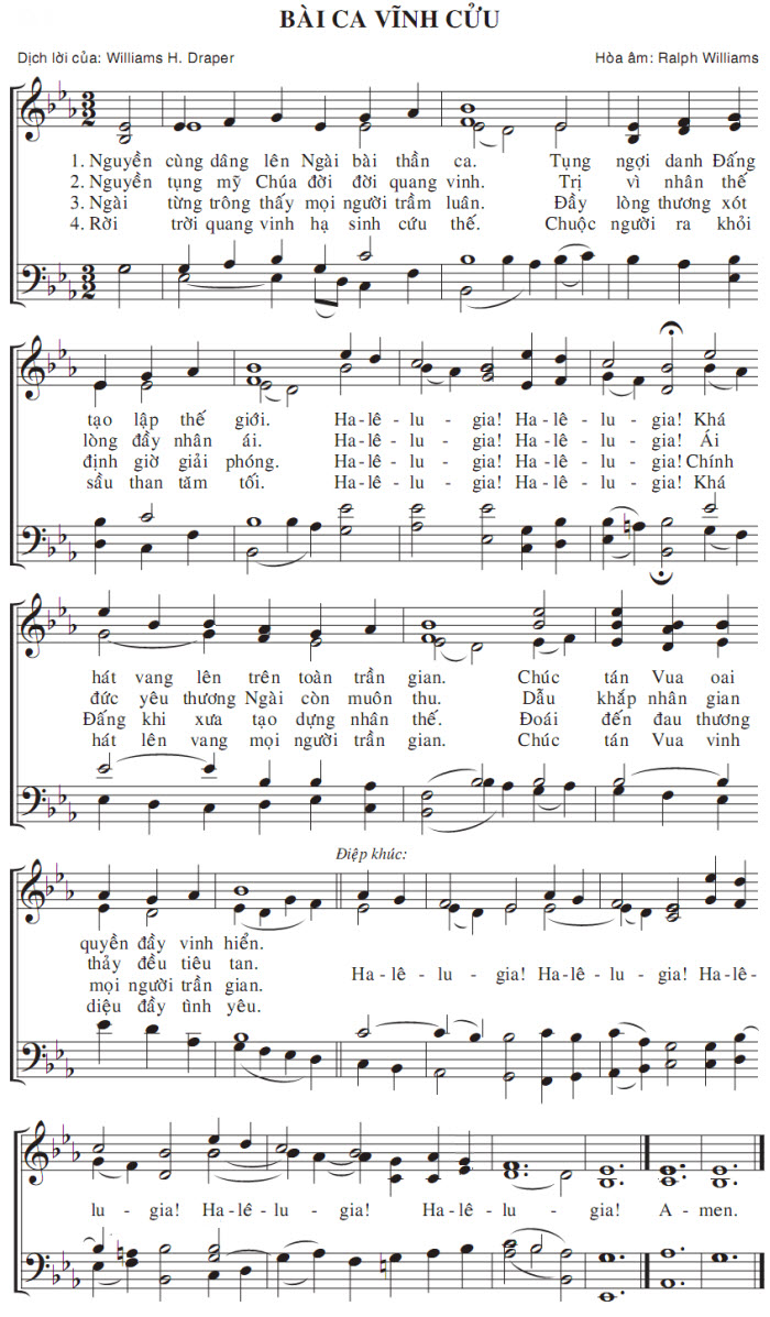 Sheet music: Bài Ca Vĩnh Cửu