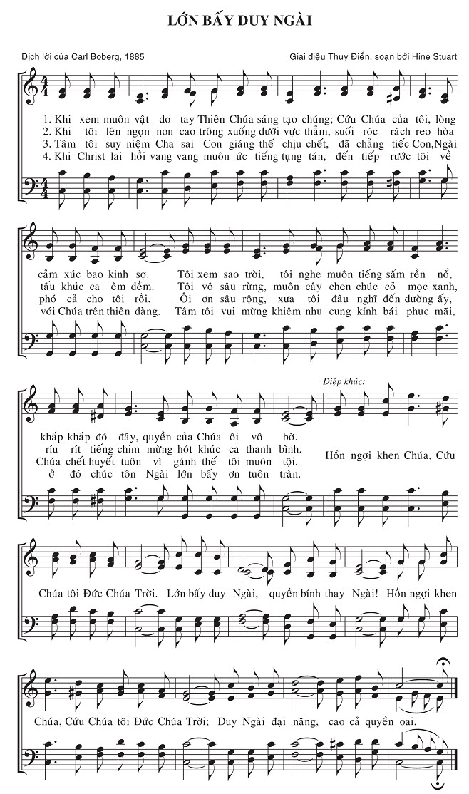 Sheet music: Lớn Bấy Duy Ngài