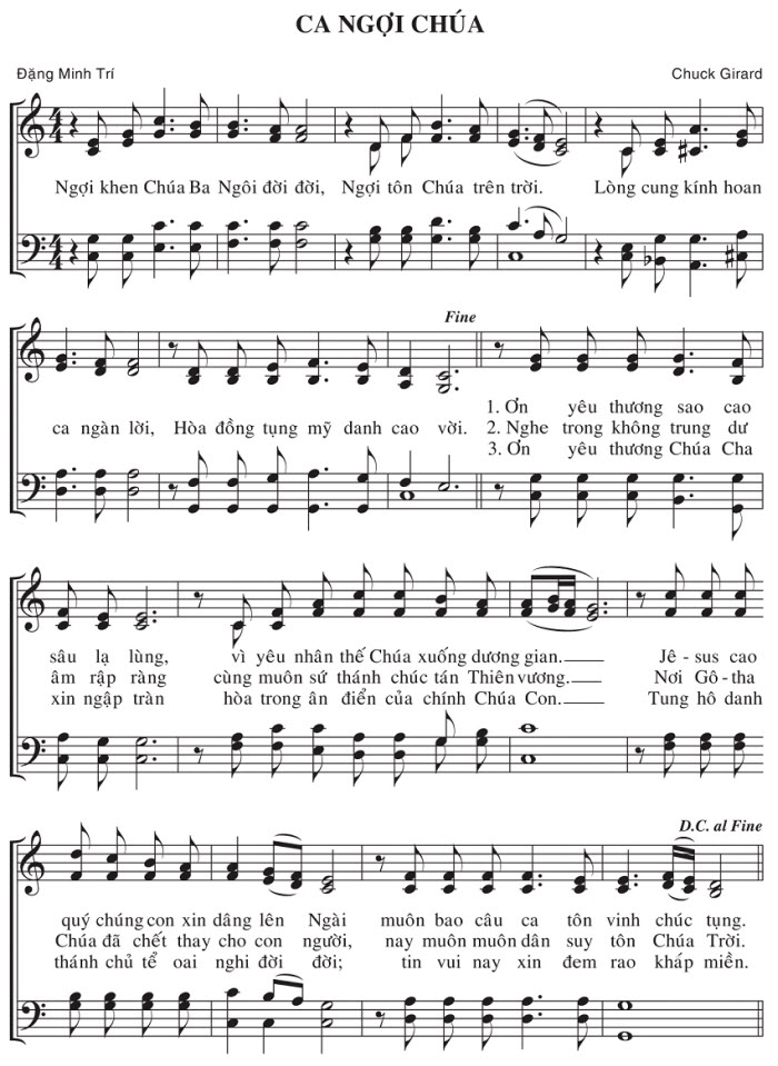Sheet music: Ca Ngợi Chúa