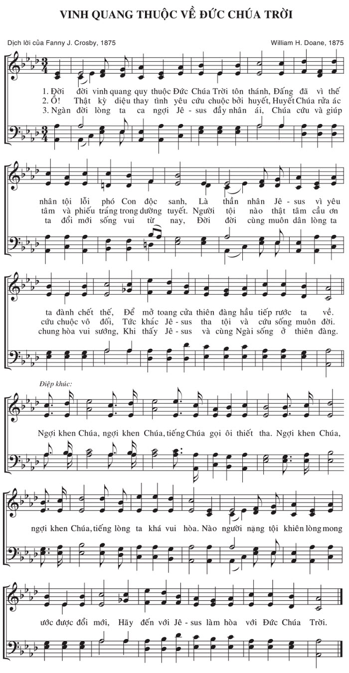 Sheet music: Vinh Quang Thuộc Về Đức Chúa Trời